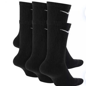 Nike Everyday Plus 6PK Cotton Cushioned Crew Sock- Black